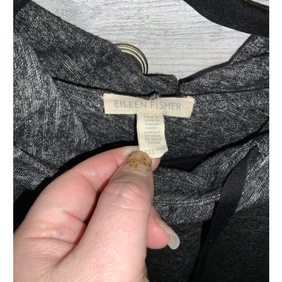 Eileen Fisher Organic Cotton/ Virgin Wool Blend Cowl Neck Hoodie XXS - Picture 2 of 6